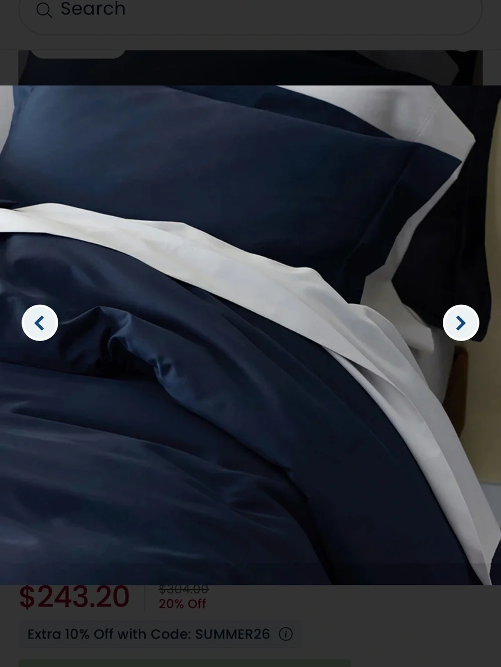 Company Store Supima Cotton Duvet Cover in deep navy